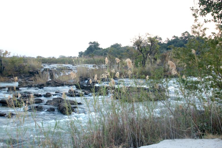 Popa Falls rapids on the Okavango River, Namibia
